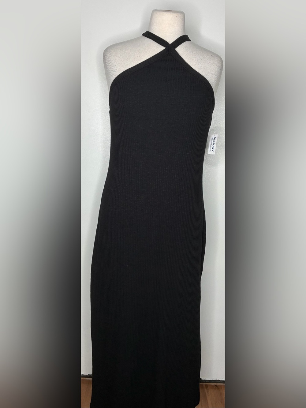 Old Navy Black Ribbed Halter Maxi Dress
